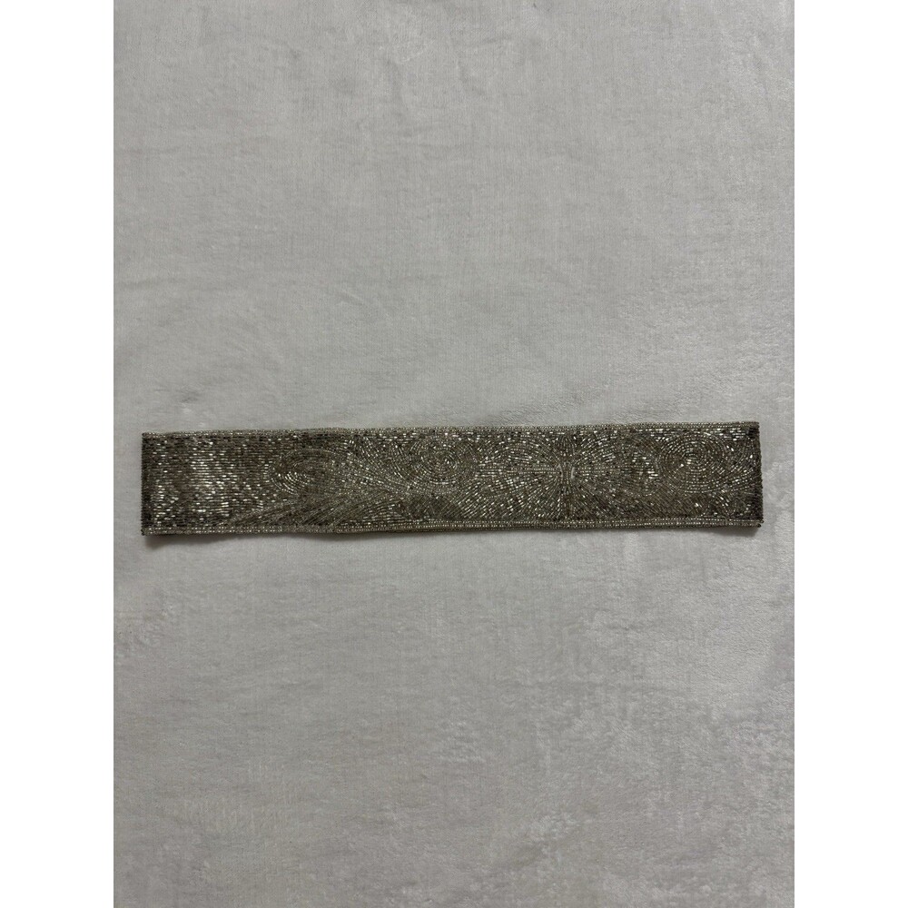 Vintage La Regale Waist Belt Silver Beading Geometric Glam Art Deco 80s Size L
